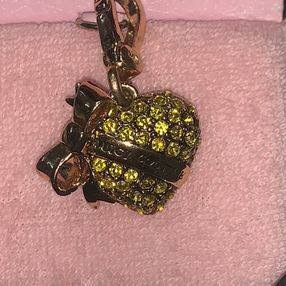 Juicy Couture YELLOW PAVE BANNER PUFF HEART CHARM SWAROVSKI CRYSTALS - Picture 5 of 16